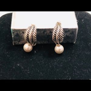 Sterling pearl shrimp earrings